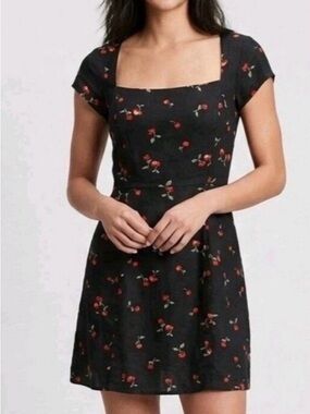 GAP Black Dress with Pink Cherry Print